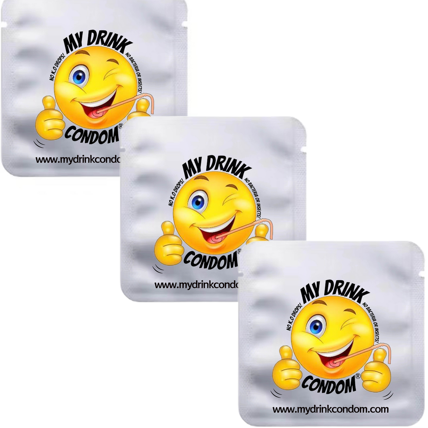Set of 3 drinking condoms protection for me and a reserve